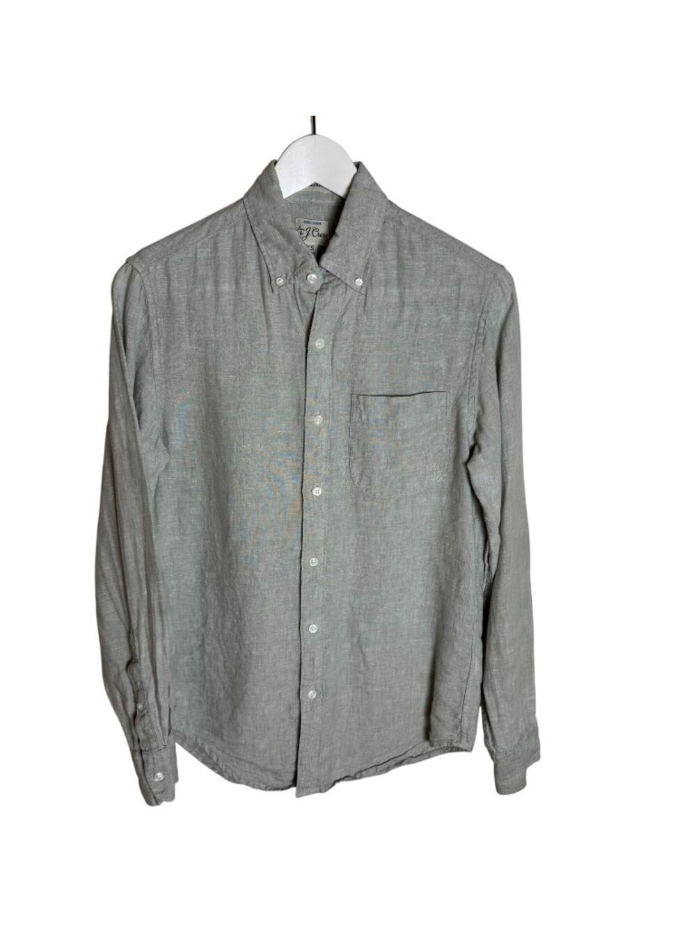 J. Crew Men's Tan Colored Irish Linen Long Sleeve Button Up Shirt, Size XS